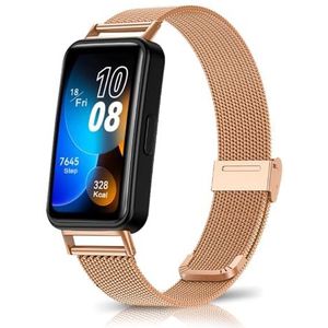 KoGiio Bandje compatibel met Huawei Band 9/Huawei Band 8, verstelbare metalen gaassluiting, reservearmband voor heren en dames, roségoud, Huawei Band 8