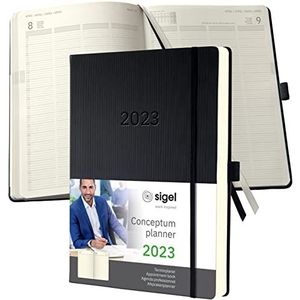 SIGEL C2304 professionele agenda Conceptum 2023, A4+, zwart, hardcover, 1 pagina = 1 dag, 480 blz.