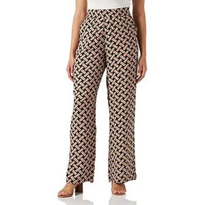 KAFFE Kaquin Pants Casual Damesbroek, zwart, oranje grafische print