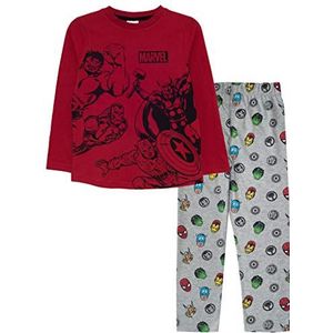 Popgear Pyjama's Pijama Set voor jongens, rood/grijs gemêleerd