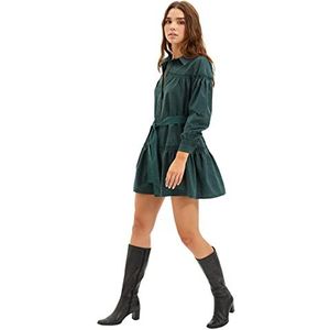 Trendyol Standaard geweven mini-jurk voor dames, kaki, 66, Khaki (stad)