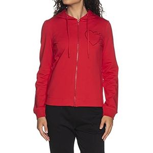 Love Moschino Sweatshirt voor dames met ritssluiting, zijzakken, verstelbaar trekkoord en geribde coating, Rood