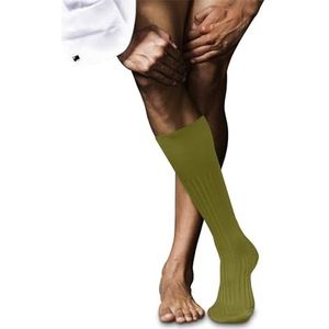 FALKE Heren nr. 13 lange sokken ademend katoen lichte glans versterkte platte teennaad effen teen hoge kwaliteit elegant voor kleding en werk 1 paar, Groen (Vegetal 7471)
