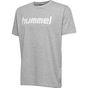 hummel GO Cotton T-shirt voor heren met logo, grijs.