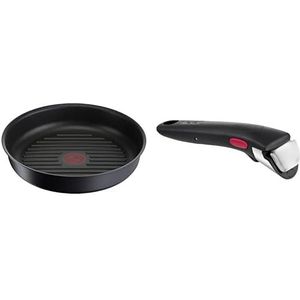 Tefal Ingenio Eco Resist L8584004 & Ingenio grillpan van gegoten aluminium, zwart, 26 cm, afneembare handgreep, zwart, stapelbaar, afneembaar, 3-punts veiligheidsvergrendeling, Expertise L9863302