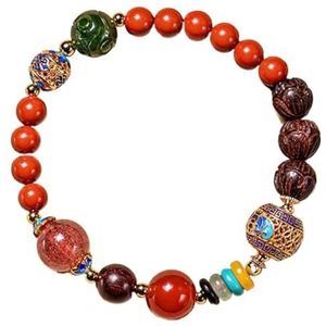 Bracelet Feng Shui Rouge, Bracelet de pierres précieuses naturelles à Quartz for équilibrage multi-gemmes, Bracelet de perles en cristal, Talisman, Bracelet de bonne chance, méditation (Color : Jade