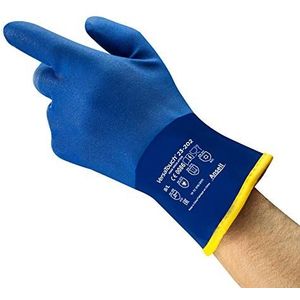 Ansell AlphaTec 23-202 Werkhandschoenen van pvc, koude- en voedselbestendigheid, zacht en waterdicht, industriële veiligheid, beschermende handschoen voor heren en dames, blauw, maat XL (6 paar)