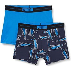 PUMA Boxershorts voor heren met strepen in dubbelverpakking met all-over print, Blauw Combo