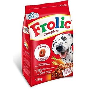 Frolic Complete, gemaakt met vers vlees, moist meal, met bief, wortels en granen, 1,5 kg (pak van 5)