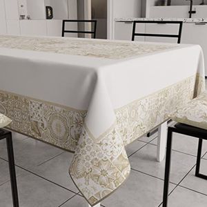 PETTI Artigiani Italiani - Tafelkleed, vuilafstotend, rechthoekig, voor keuken, geometrisch motief Vietri, taupe, X6-zits (140 x 180 cm), 100% Made in Italy