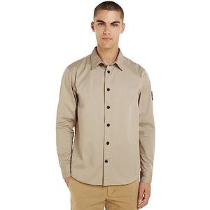 Calvin Klein Jeans Casual overhemd met badge, monologo, casual overhemden voor heren, Beige (Plaza Taupe)