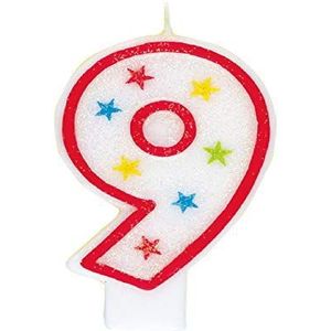 Unique Party - 37319 - Kaars met glitter, nummer 9 en decoratie voor taarten, motief ""Happy Birthday