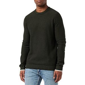JACK & JONES JCOLOGAN Knit Crew Neck Sweater, Forest Night/Detail: Twisted, M Heren, Forest Night / Detail: Twisted