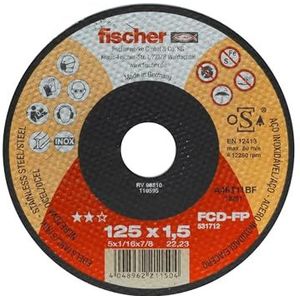 Fischer FCD-FP 125 x 1,5 roestvrij staal, snijschijf voor metaal en hoogwaardig roestvrij staal, type 41 plaat, voor haakse slijper, 1 stuk