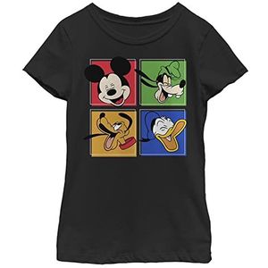 Disney Mickey and Friends Laughing Panels T-shirt voor meisjes, zwart, XS, zwart.