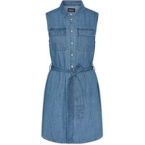 PIECES Pcosalina damesjurk Sl DNM Mb Noos Bc Denim Medium Blue XS, denim middenblauw