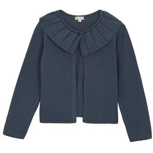 Gocco Veste avec col volant, pull cardigan pour fille, Bleu canard, 5-6 ans