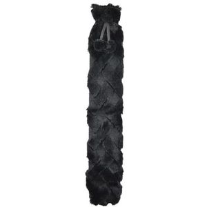 A2Z AZ0430 Warmwaterkruik van pluche, 2 l, lang, met rubberen overtrek, 3D-dierenmotief, zwart