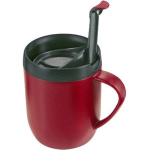Zyliss E990002 Hot Piston-beker, kunststof/siliconen, rood, thermobeker voor koffie/filter voor gemalen koffie/mok met deksel/campingbeker, vaatwasmachinebestendig