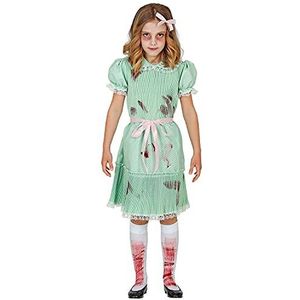 Widmann - 4-delig killerpoppenkostuum met jurk, riem en paar kousen voor meisjes psycho, horror, griezelig, kostuum, themafeest, carnaval, Halloween, meerkleurig, 10316 128 cm / 5-7 jaar