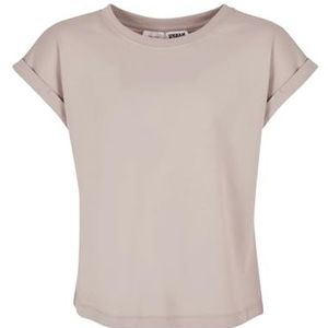 Urban Classics Meisjes T-shirt van biologisch katoen met oversneden schouders, Girls Organic Extended Shoulder Tee, verkrijgbaar in 8 kleuren, maten 110/116-158/164, Warm grijs