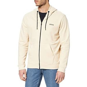 BOSS Zeedo 1 Sweatshirt met capuchon voor heren met ritssluiting van katoenmix met contrasterend logo, Open White131
