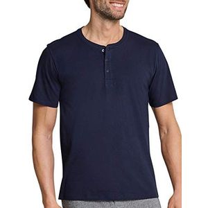 Schiesser Mix & Relax T-shirt voor heren, knoopsluiting, donkerblauw (803)