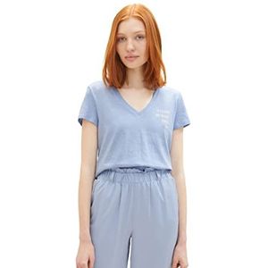 Tom Tailor Denim T-Shirt Femme, 12819 - Bleu parisienne, L