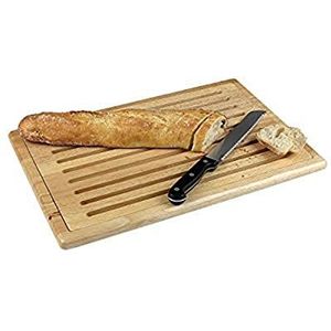 APS Broodplank ""Rubberwood"", snijplank, houten plank, broodplank met afneembare kruimelverzamelaar, vier antislipvoeten, 32 x 47,5 cm, hoogte 2 cm, bruin