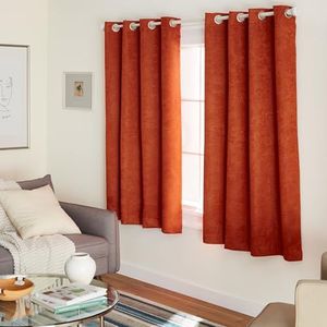 Exclusive Home Curtains Oxford verduisteringsgordijn met oogjes, geweven, 132 x 163 cm, oranje mecca