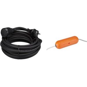 Perel ec10r25 Verlengkabel, 3 G2,5, 10 m lengte, van rubber, zwart & Debflex verlengkabel, stopcontact, behuizing voor waterdichtheid van 2 verlengingen, 344700, oranje