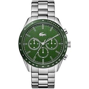 Lacoste 2011080 Quartz chronograaf herenhorloge met zilveren roestvrijstalen armband, Green Link, Armband