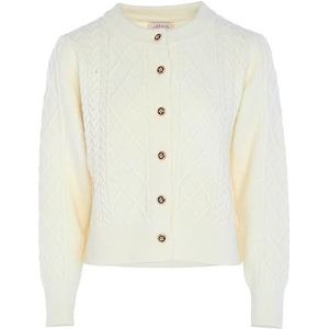 aleva Aleva Damesvest, vintage, gevlochten, warm, cardigan, wit, wol, maat Xl/XL, cardigan, sweater voor dames, Gebroken wit
