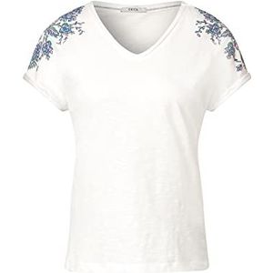 Cecil B320176 T-shirt voor dames, korte mouwen, bedrukt, Vanilla White