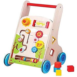 New Classic Toys - Lelin speelgoedvoertuig voor kinderen, trolley om te duwen, activiteiten, 7-in-1, 1302, meerkleurig