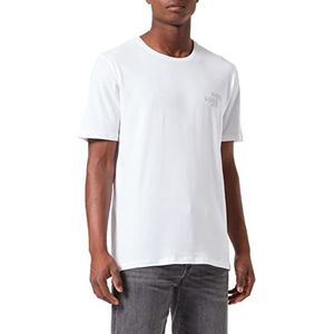 BOSS Urban RN T-shirt voor heren, van katoen met logo-print, Wit.