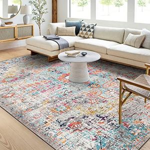 Surya Asmara Oosters tapijt, Oosters tapijt, woonkamer, eetkamer, slaapkamer, oosterse bohemien-stijl, laagpolig tapijt voor eenvoudig onderhoud, groot tapijt, 120 x 170 cm, beige