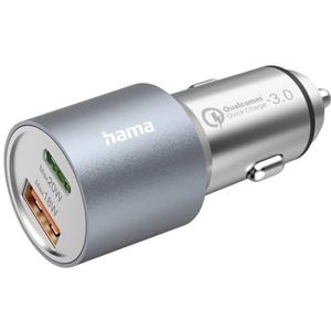 Hama Autolader 1 x Power Delivery USB-C, 1 x USB-A snellader (38 W, 12-24 V, led-indicator) zilver