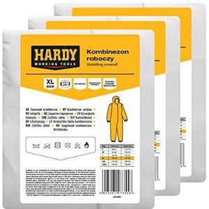 Hardy Wegwerpkleurencombinatie van microporeus materiaal categorie III, beschermende kleding voor werkbescherming, renovatie en constructie, ademend, met capuchon, 3 stuks, maat XL