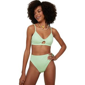 Trendyol Dames bikini, gestructureerd, hoge taille, laag, groen, 36, Groen