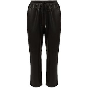 APART Fashion Pantalon de jogging en simili cuir pour femme, Noir, 36