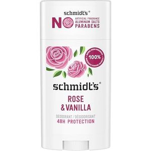 Schmidt's Deodorant van natuurlijke oorsprong; stick roze en vanille; werkzaamheid 24 uur; gecertificeerd veganistisch, 75 g