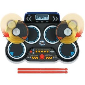 VTech Kidi DJ Drums Elektronisch drumstel voor kinderen met lichtgevende pads, bekkens, drumsticks, bluetooth, jack-aansluiting voor hoofdtelefoon, leren en spelletjes, cadeau voor kinderen vanaf 6