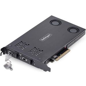 StarTech.com Dual-Bay M.2 NVMe SSD naar PCIe x8, afneembaar mobiel rack, PCIe bifurcatie vereist, hot-swap drive bay