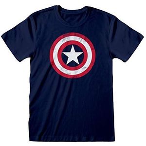Marvel Avengers Assemble Captain America Apenada T-shirt voor heren, officiële merchandise, Navy Blauw