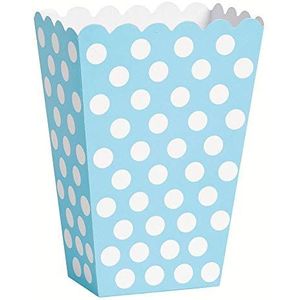 Popcorndozen met stippenpatroon - lichtblauw - 8-pack