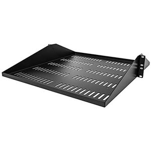 StarTech.com Rek 19 inch 2U - Rackbare universele plaat, geventileerd, rek, open bakken, 19 inch - opslag voor rek - max. 91 kg - diepte 50 cm - zwart (SHELF-2U-20-CENTER-V)