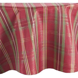 Elrene Home Fashions Ovaal tafelkleed van stof, glinsterend, geruit, 152,4 x 213,4 cm, rood