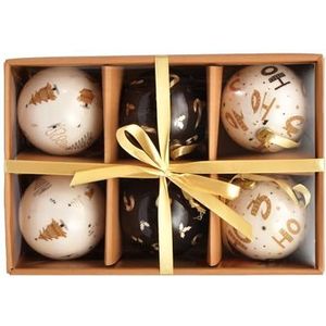 Ciao Set van 6 kerstballen om op maat te snijden (Ø 7,5 cm) Ho met stoffen lint in Havana geschenkdoos