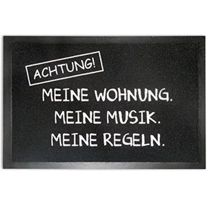 Let op, deurmat mijn muziek mijn woning, mijn regels.